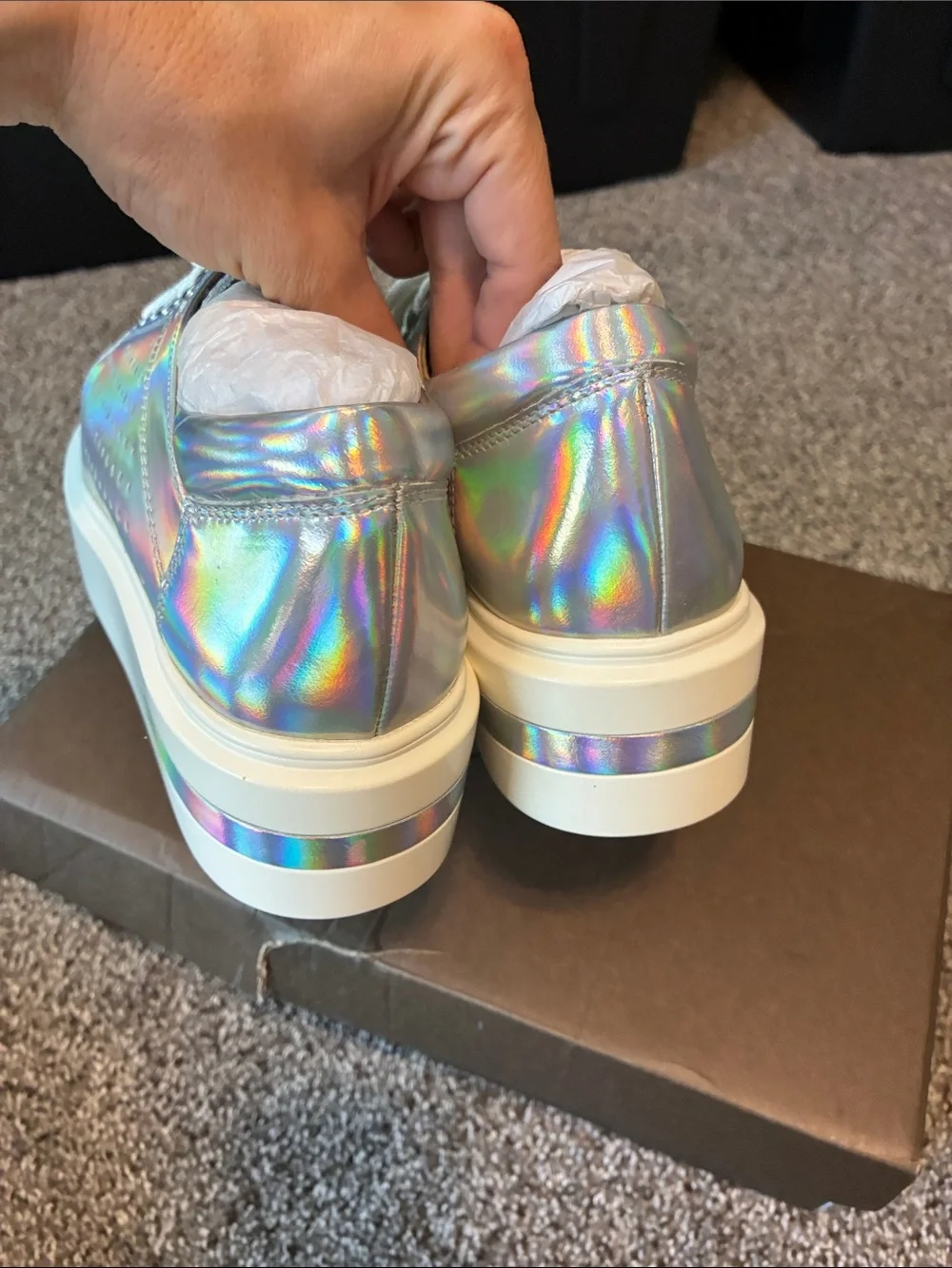 Paolo Holographic Platform Sneakers - Iridescent Silver